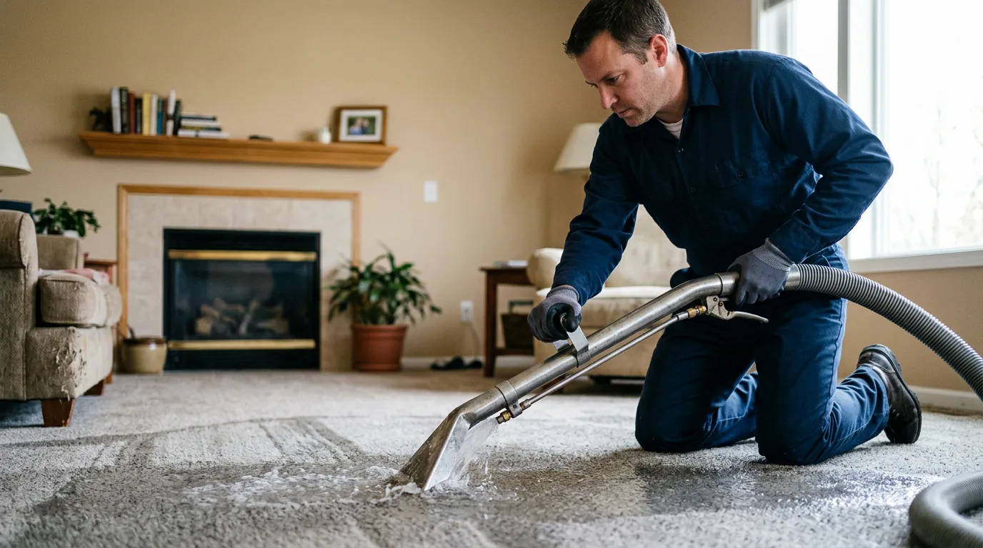 Water damage restoration technician working near Darwin, MN